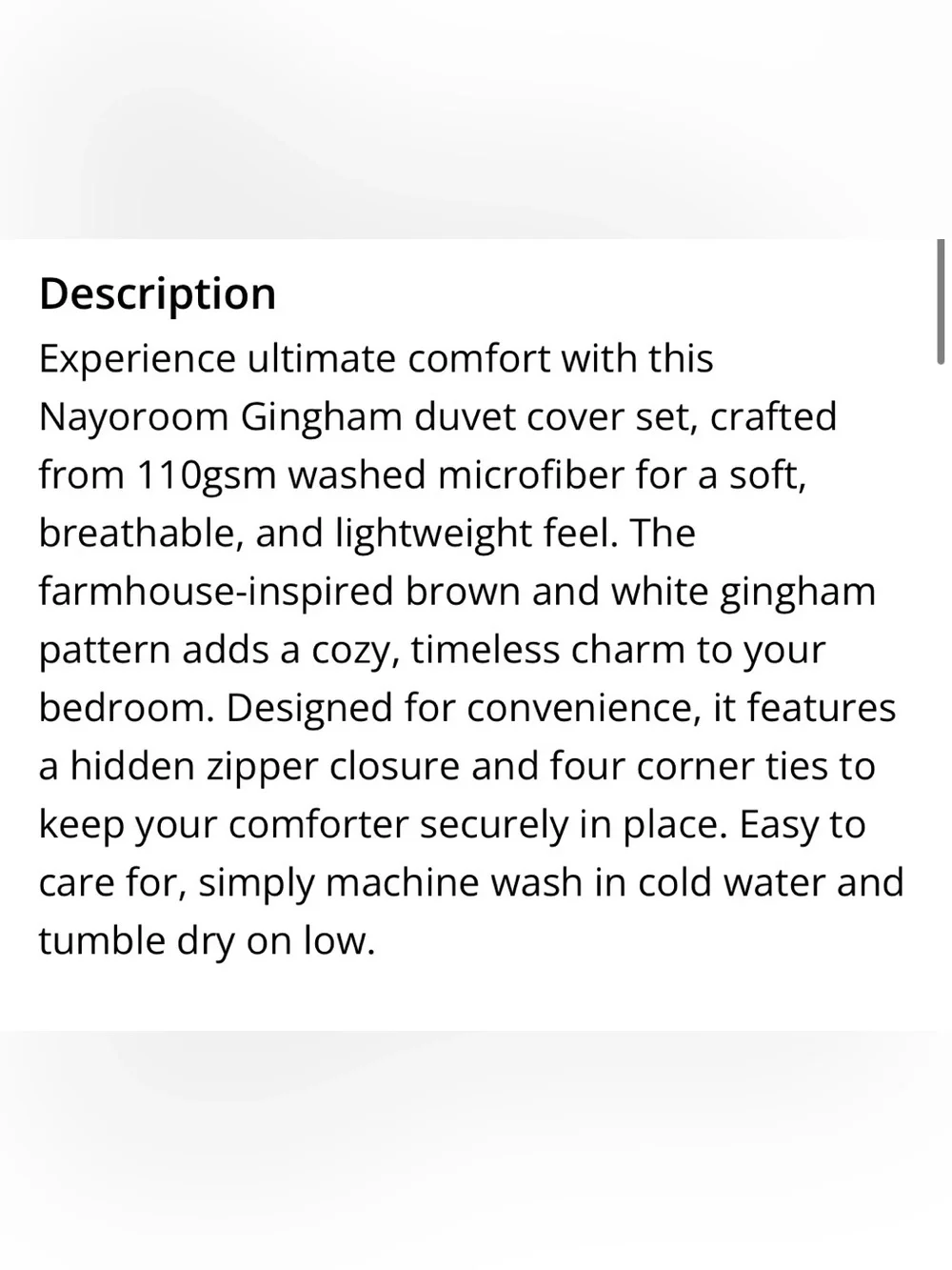 KING SIZE GINGHAM Duvet Set 3Pc 100% Brushed Microfiber- BROWN